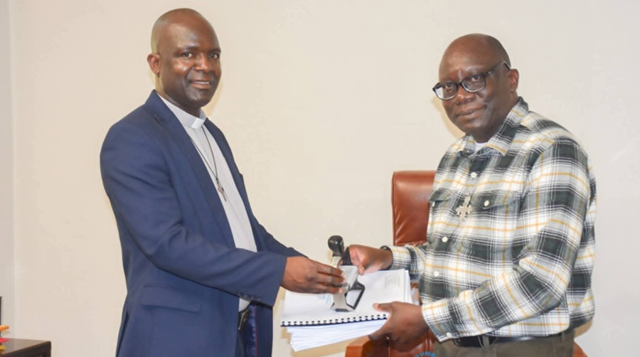 Canon Rev. Phiri receives CCZ Gen. Sec. baton from Bishop Emmanuel Yona Chikoya